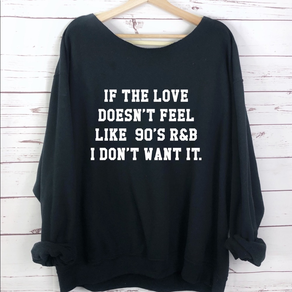90s love RnB Oversized Sweater, Womens Sweater, black top - Picture 2 of 3